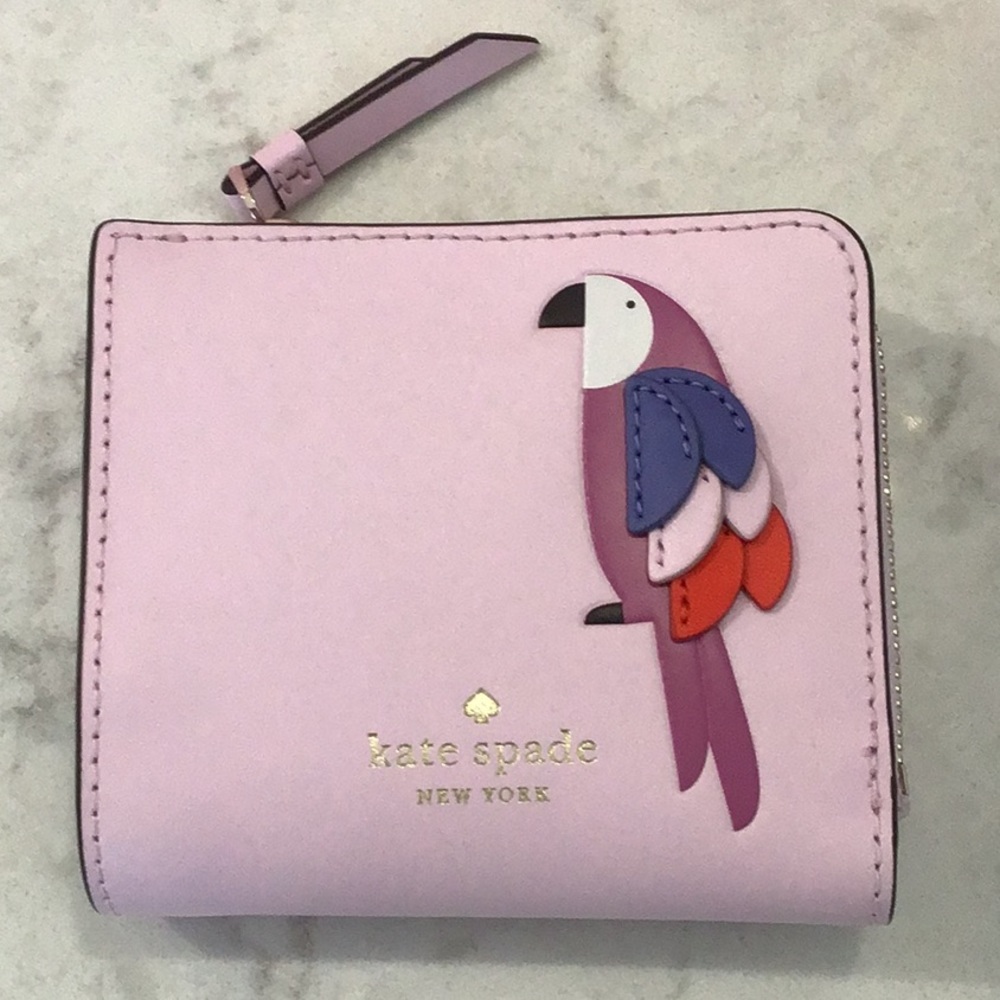 Kate Spade Flock Party Parrot Zip Bifold Wallet